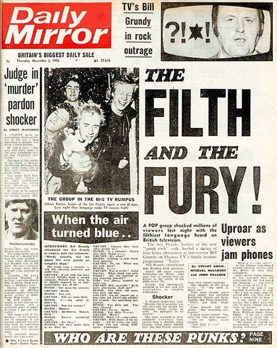 Sex Pistols 1980's - Tabloid Press Headlines 1976